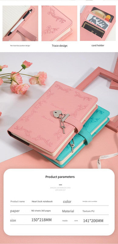 Heart Lock Diary with Key