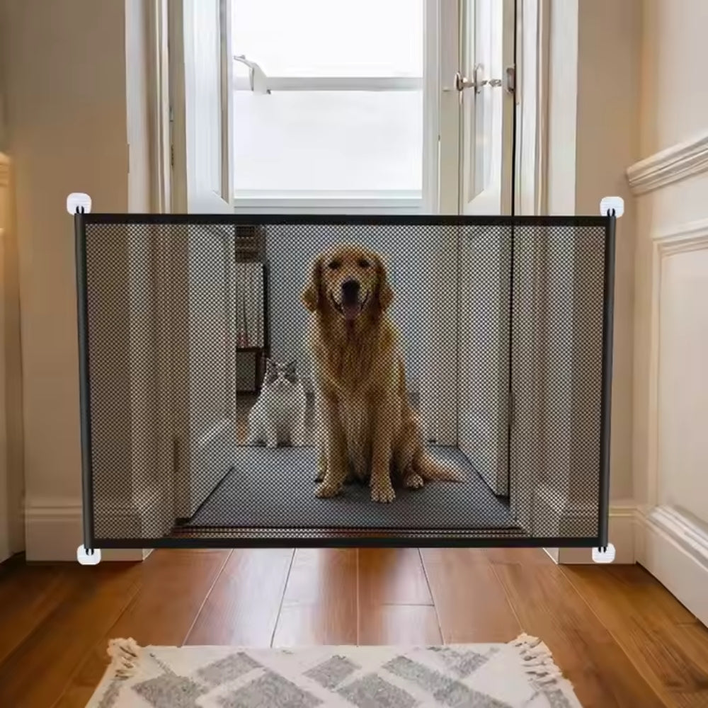 Portable Pet Safety Gate - Mesh Barrier for Stairs & Doorways