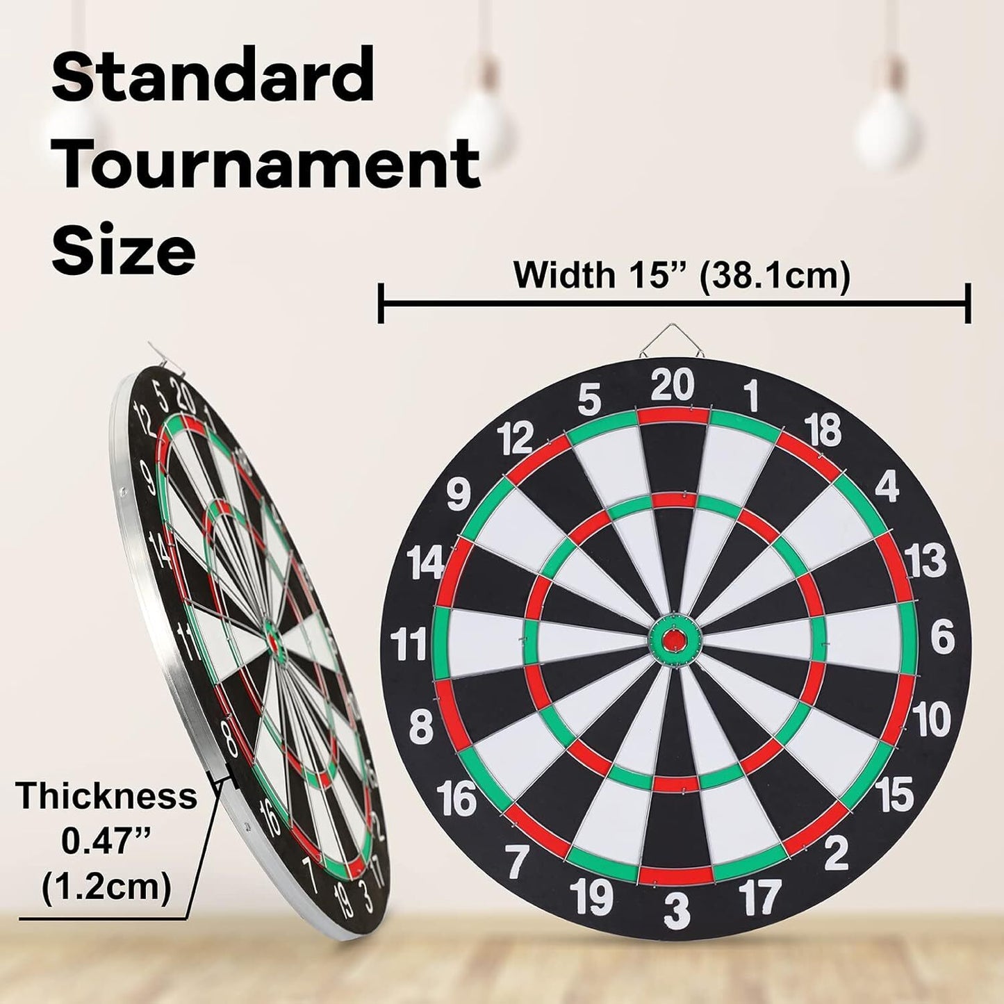 15" Dartboard with Steel Darts