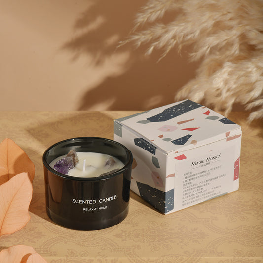 3 PCS (Misty Morning) Macaron Crystal Stone Scented Candle – Aromatherapy Gift