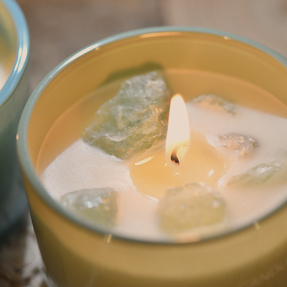 3 PCS (Misty Morning) Macaron Crystal Stone Scented Candle – Aromatherapy Gift